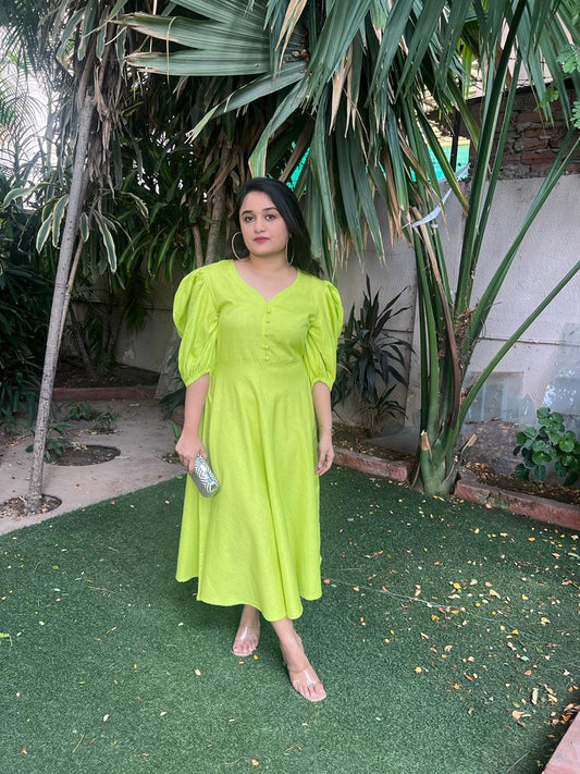 Neon Green Midi Dress