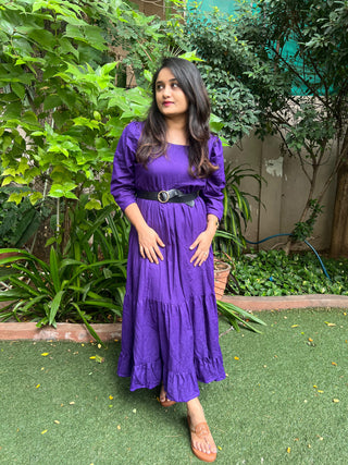 Royalblue ankle length Layered Dress