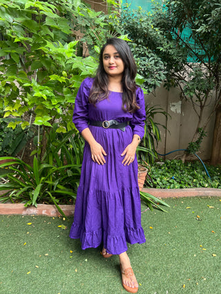 Royalblue ankle length Layered Dress