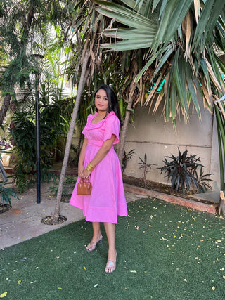Baby Pink Front Frill Dress