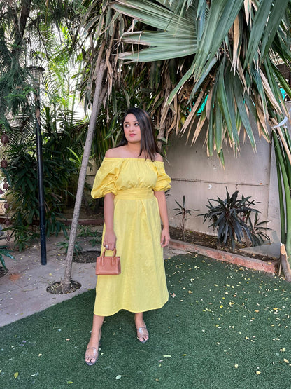 Lemon Yellow Loose Fit Dress