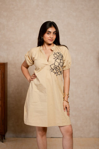Beige embroidered shirt Dress