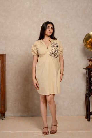 Beige embroidered shirt Dress