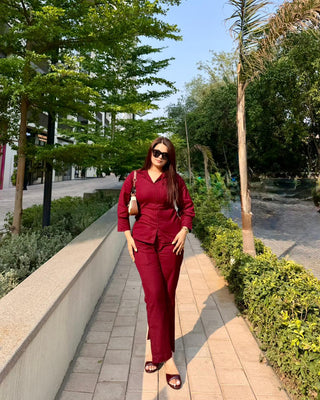 Dark maroon shirt co-ord