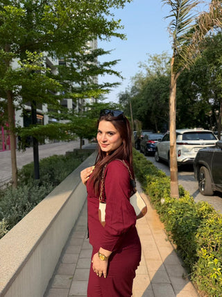 Dark maroon shirt co-ord