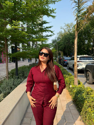 Dark maroon shirt co-ord