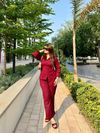 Dark maroon shirt co-ord