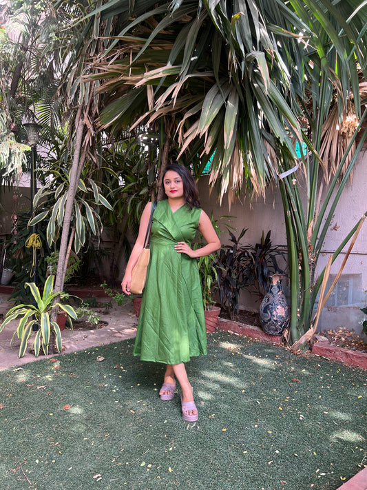 Olive green office wear Dress