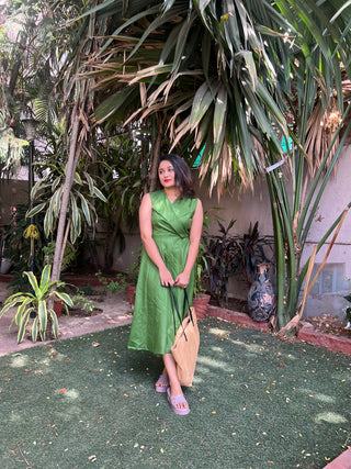 Olive green office wear Dress