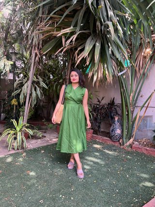 Olive green office wear Dress