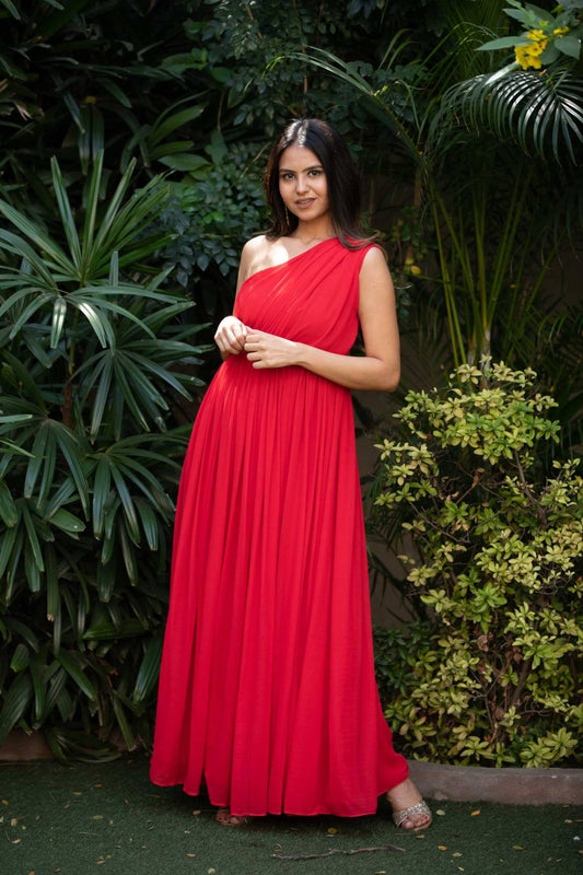 Red Gown Off Shoulder