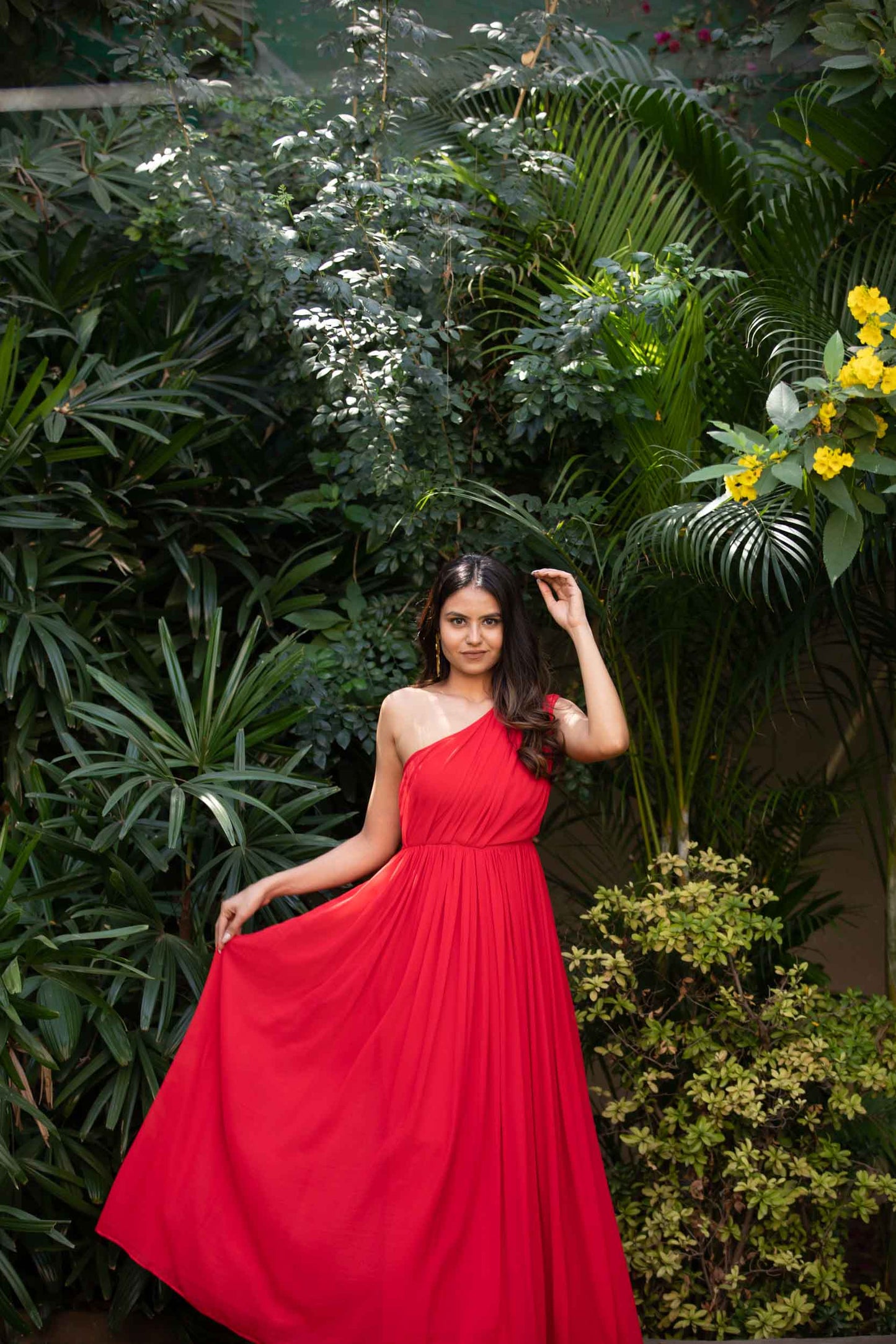 Red Gown Off Shoulder