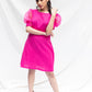 Pink Linen Dress With Organza Sleeves