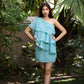 Sky Blue One Sided Frill Dress