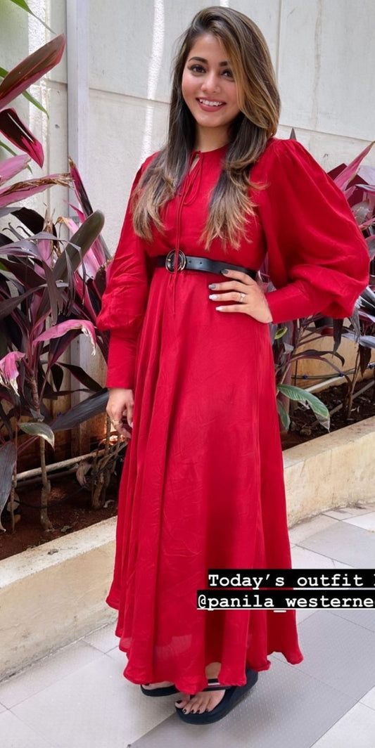 Upada Silk Long Red Dress Richa Dave