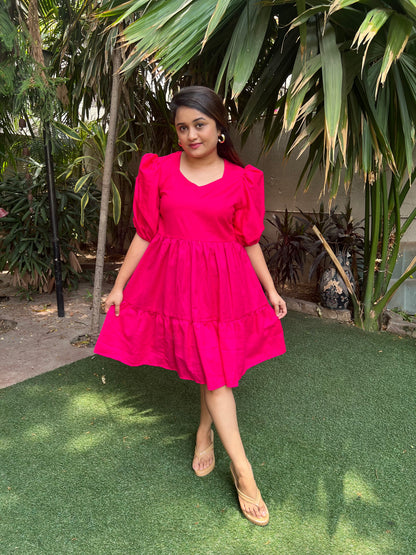 Fuschia Pink Layered Dress