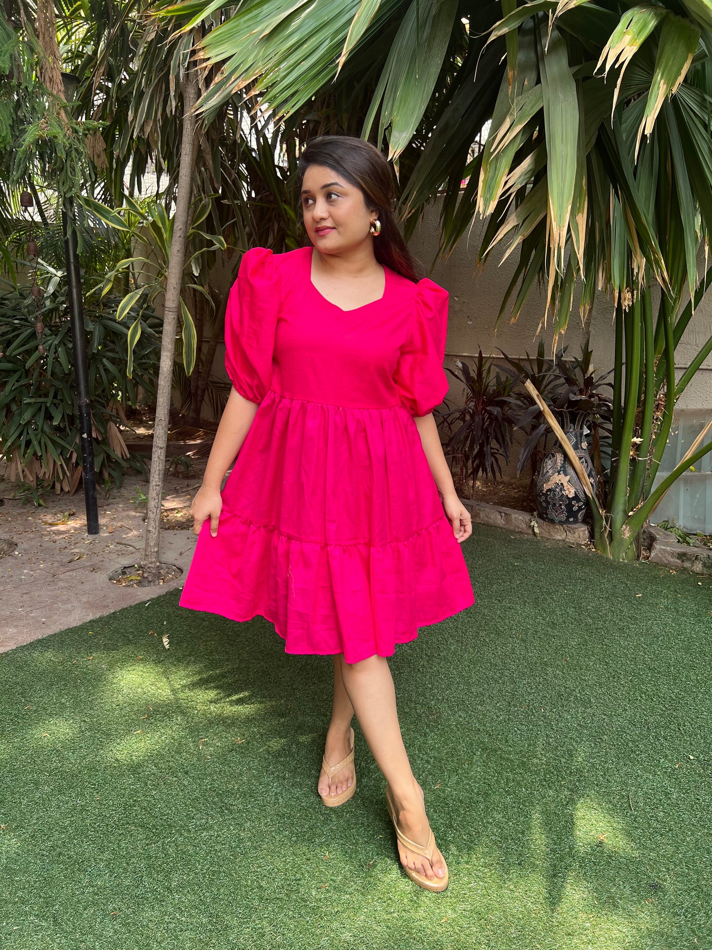 Fuschia Pink Layered Dress