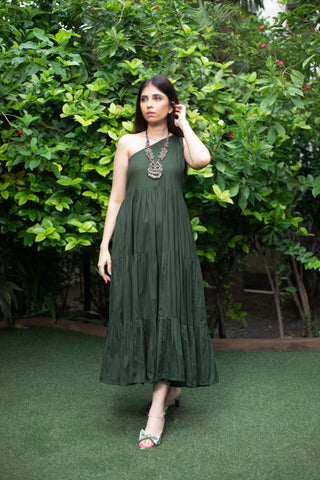One shoulder layered dress