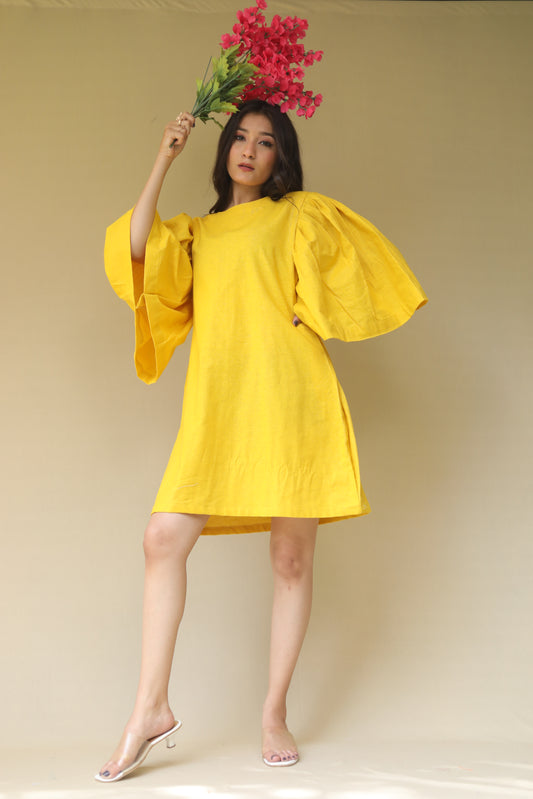 Yellow flared sleeve Dress