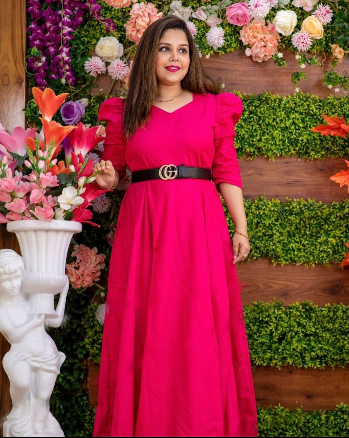 Pink puff sleeve dress BESTSELLER - Main Image