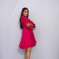 Pink square neck 2 layer dress