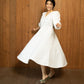 White V neck Flared Sleeve Dress