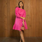 Baby Pink 3/4th puff sleeve Dress