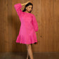 Baby Pink 3/4th puff sleeve Dress