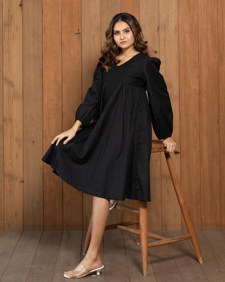 V neck full sleeves dress