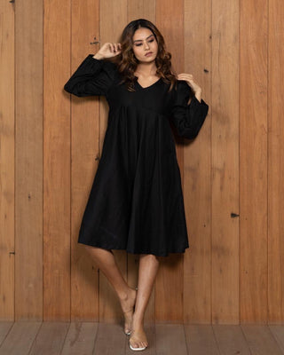 V neck full sleeves dress